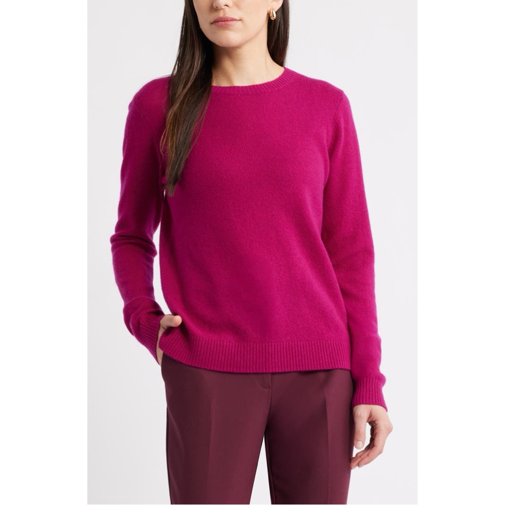 Caslon Sweater Top Cashmere Pink Fuchsia Large L